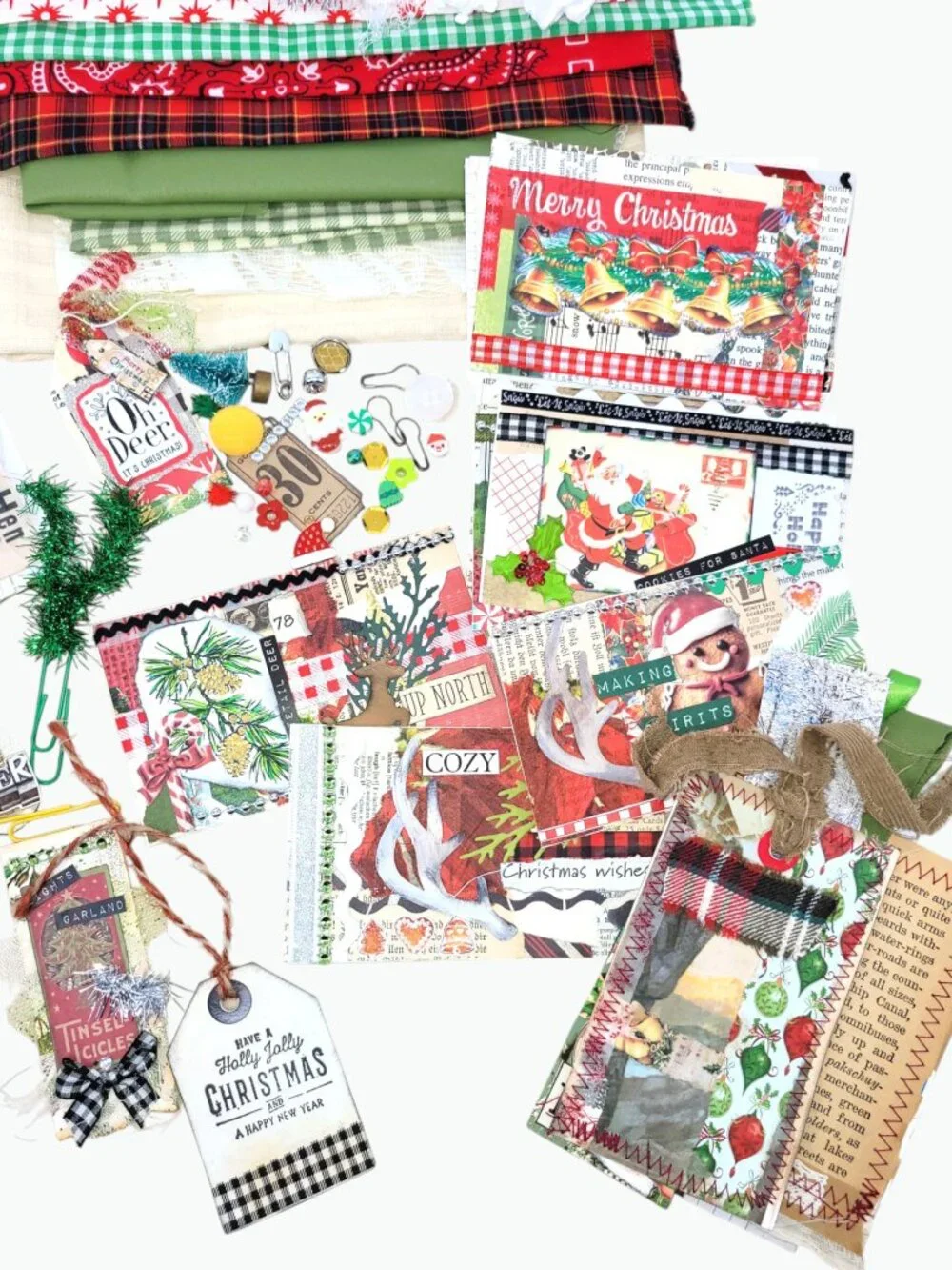 Christmas Junk Journal and Deluxe Kit • 133+ Embellishments • Ready to Decorate